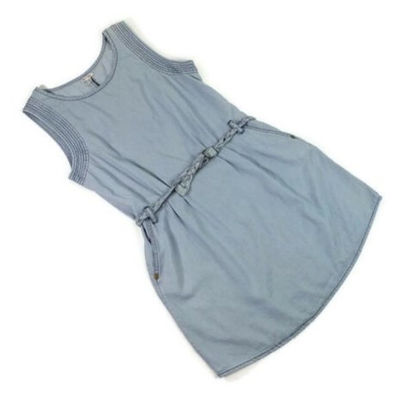 Bootheel Trading Co Cheryl Crow Blue Sleeveless Belted Denim Dress Womens Large - Picture 3 of 11
